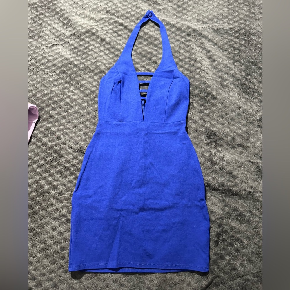 Blue halter Cody con dress